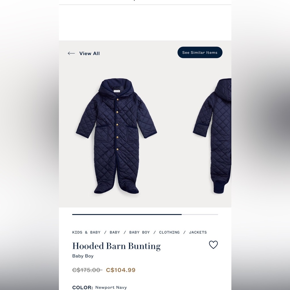 Ralph Lauren Quilted Navy Outerwear